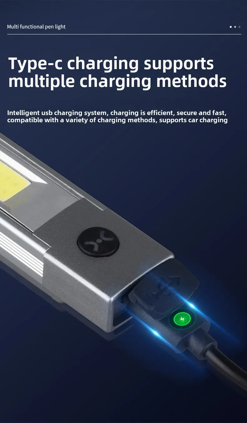 800LM Mini LED Keychain Flashlight – USB-C Rechargeable, Waterproof Torch with Magnet
